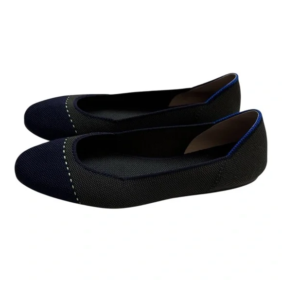 New Rothy’s The Flat Almond Toe Flats – Highland Captoe (Olive/Navy) – Size 8.5 - Picture 3 of 6